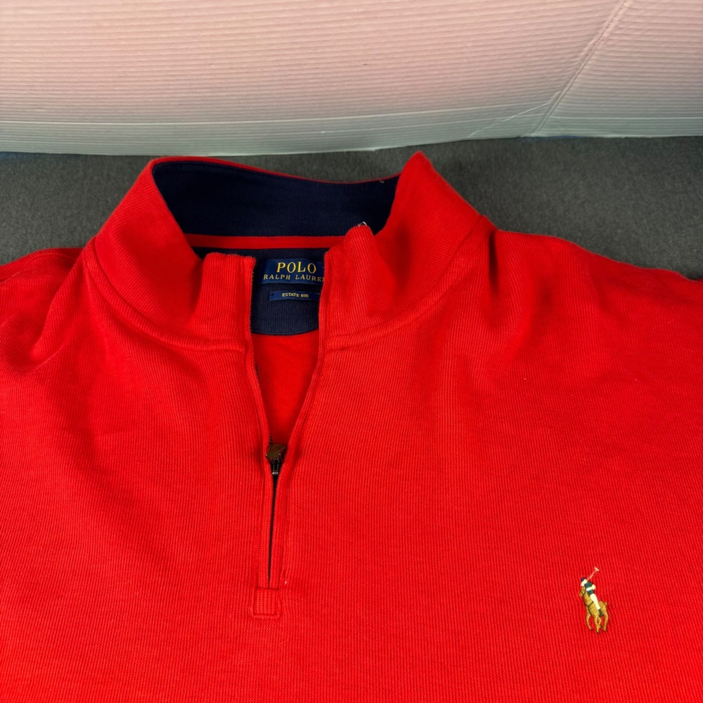 Polo Ralph Lauren Estate Rib Quarter Zip Pullover Red 4XLT Big & Tall